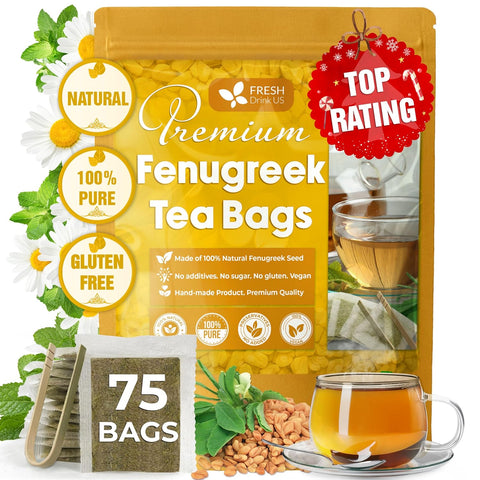 FreshDrinkUS, Premium 75 Mulberry Leaf Tea Bags, 100% Natural & Pure from Mulberry Leaves. Loose Leaf Herbal Tea. Made with Natural Material Tea Bags. No Sugar, No Caffeine, No Gluten, Vegan.