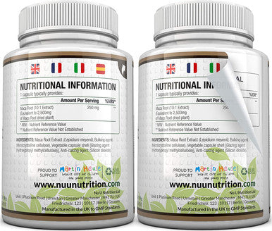 Maca Root Capsules 2500mg | 180 Capsules (6 Month's Supply), Maca Root Supplement Made in The UK