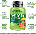 NATURELO One Daily Multivitamin for Men - with Vitamins & Minerals + Organic Whole Foods - Supplement to Boost Energy, General Health - Non-GMO - 60 Capsules | 2 Month Supply