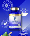 Carlyle Vitamin B Complex Plus Vitamin C | 300 Caplets | Vegetarian, Non-Gmo And Gluten Free Supplement