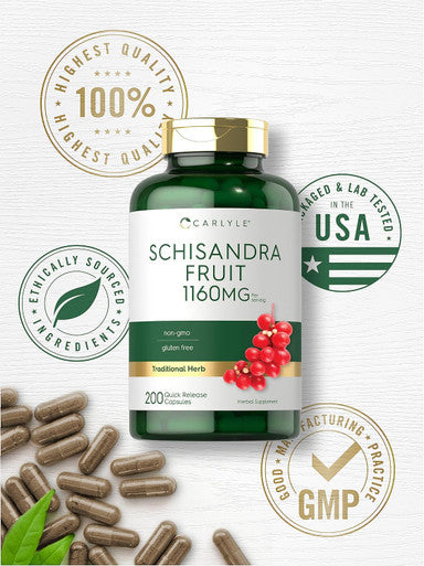 Carlyle Schisandra Supplement 1160 mg | 200 Capsules | Berry Fruit Extract | Non-GMO and Gluten