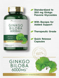Carlyle Ginkgo Biloba Pills | 6000mg | 200 Capsules | Maximum Strength | Non-GMO Gluten Supplement