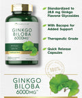 Carlyle Ginkgo Biloba Pills | 6000Mg | 200 Capsules | Maximum Strength | Non-Gmo, Gluten Free Supplement