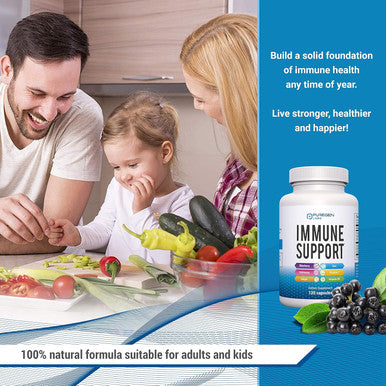 6 In 1 Immune Support 120 Capsules With Powerful Blend Of Elderberry, Echinacea, Ginger, Vitamin C 650Mg, Vitamin D3 5000 Iu & Zinc Picolinate 30Mg- Immune Booster Supplement For Adults And Kids