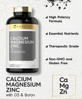Calcium Magnesium Zinc | 400 Caplets | with Vitamin D3 and Boron | Vegetarian, Non-GMO Supplement | by Carlyle