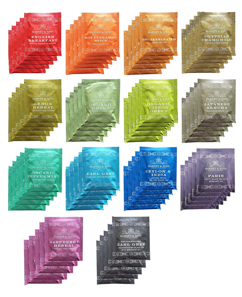 Harney & Sons Assorted Tea Bag Sampler Bundle 42 Count With Honey Crystal Packs Great for Birthday, Hostess and Co-worker Gifts, Tea Set Gifts, Tea Variety Pack