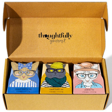 Thoughtfully Gourmet Cat Lover s Tea Set Includes 24 Teas in 6 Flavors with Stylish Cat Art and Fun Quotes for Cat Moms and Cat Dads Set of 24