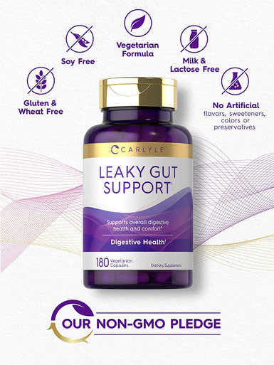 Leaky Gut Support | 180 Capsules | Vegetarian, Non-GMO, Gluten Free | Leaky Gut Supplement | by Carlyle