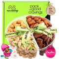 NUT CRAVINGS - Purim Mishloach Manot Mixed Nuts Gift Basket + Green Ribbon (7 Assortments, 1 LB) Ramadan Gifts Treats for Adults, Food Arrangement, Healthy Snack Care Package, Kosher