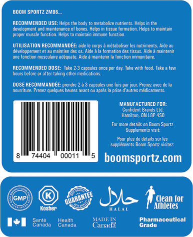 BOOM SPORTZ - ZMB6-100% Pure - Maximum Strength + Absorption 240 Count 80 Servings