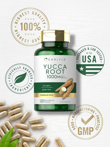 Carlyle Yucca Root Supplement 1000mg | 120 Capsules | Non GMO and Gluten Extract