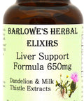 Barlowe's Herbal Elixirs Liver Support Formula - 60 650mg VegiCaps - Stearate Free, Glass Bottle!