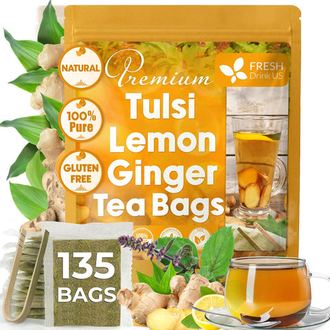 FreshDrinkUS, Premium 50 Mulberry Leaf Tea Bags, 100% Natural & Pure from Mulberry Leaves. Herbal Tea. Made with Natural Material Tea Bags. No Sugar, No Caffeine, No Gluten, Vegan.