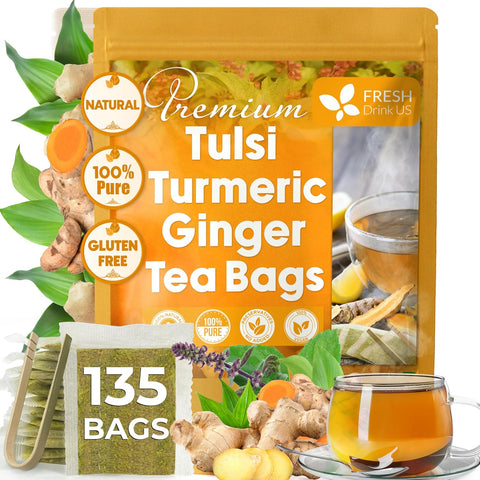 FreshDrinkUS, Premium 50 Mulberry Leaf Tea Bags, 100% Natural & Pure from Mulberry Leaves. Herbal Tea. Made with Natural Material Tea Bags. No Sugar, No Caffeine, No Gluten, Vegan.