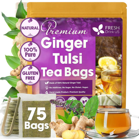 FreshDrinkUS, Premium 120 Mulberry Leaf Tea Bags, 100% Natural & Pure from Mulberry Leaves. Loose Leaf Herbal Tea. Made with Natural Material Tea Bags. No Sugar, No Caffeine, No Gluten, Vegan.