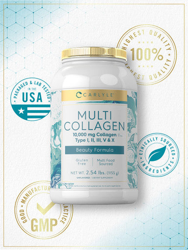 Carlyle Multi Collagen Powder 40 Oz | 10000 Mg | Type I, Ii, Iii, V & X | Collagen Peptides Supplement With Protein | Gluten Free