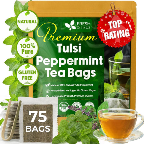 FreshDrinkUS, Premium 120 Mulberry Leaf Tea Bags, 100% Natural & Pure from Mulberry Leaves. Loose Leaf Herbal Tea. Made with Natural Material Tea Bags. No Sugar, No Caffeine, No Gluten, Vegan.