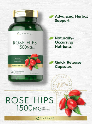 Carlyle Rose HIPS | 1500mg | 240 Quick Release Capsules | Non-GMO and Gluten Herbal Supplement