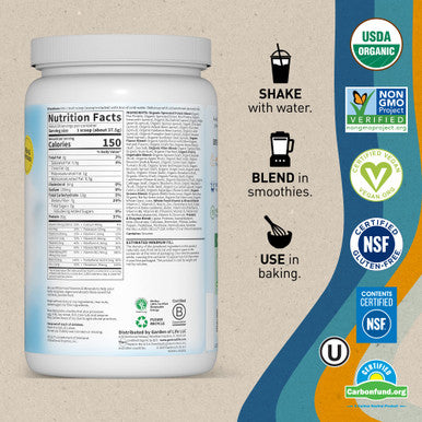 Garden of Life Raw Organic Meal Replacement Powder - Vanilla 28 Servings 20G Plant Based Protein Powder Superfoods Greens Vitamins Minerals Probiotics & Enzymes All-In-One Meal Replacement Shake