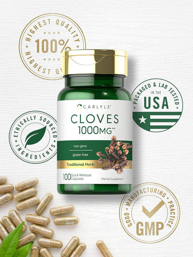 Carlyle Cloves Supplement | 1000mg | 100 Capsules | Non-GMO Gluten