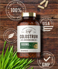 Colostrum Capsules | 1000Mg | 250 Count | 30% Igg | Non Gmo, Gluten Free Supplement | By Herbage Farmstead
