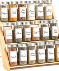 18 Jar Bamboo Compact Spice Rack with Spices Included & 5-Year Free Spice Refill Program for Countertop or Kitchen Drawer with Glass Jars