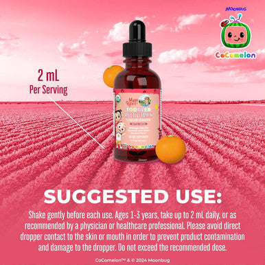 Maryruth Organics CoComelon Toddler Kids Multivitamin with Iron | Immune Support | Toddler Vitamins | USDA Organic | Sugar | Multivitamin Liquid Drops for Kids Ages 1-3 | Vegan | 1 Fl Oz