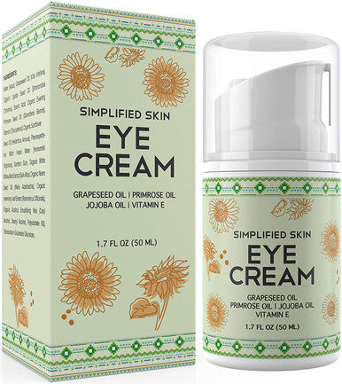 Nourishing Eye Cream for Dark Circles, Fine Lines, Sagginess & Puffiness. Best Under & Around Eyes Moisturizing Treatment with Organic Jojoba oil, Vitamin E & Witch Hazel by Simplified Skin 1.7 oz