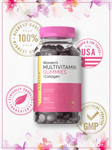 Carlyle Multivitamin For Women | 180 Gummies | Mixed Berry Flavor | With Collagen | Non-Gmo, Gluten Free Supplement