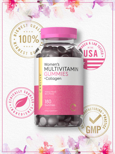 Carlyle Multivitamin For Women | 180 Gummies | Mixed Berry Flavor | With Collagen | Non-Gmo, Gluten Free Supplement