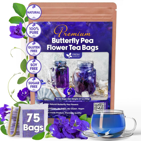 FreshDrinkUS, Premium 50 Mulberry Leaf Tea Bags, 100% Natural & Pure from Mulberry Leaves. Herbal Tea. Made with Natural Material Tea Bags. No Sugar, No Caffeine, No Gluten, Vegan.