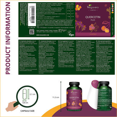 Quercetin Complex VegaveroÃƒâ€šÃ‚Â® | with Bromelain, Elderberry & Acerola Vitamin C | 120 Gastro-Resistant DrCapsÃƒâ€šÃ‚Â® for Ideal Absorption | NO Additives Ãƒâ€šÃ¢â‚¬â€œ Vegan