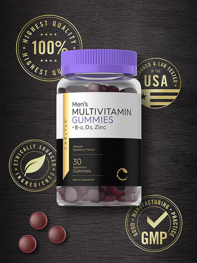 Carlyle Multivitamin Gummies for Men | 30 Count | Natural Blueberry Flavor | Plus B12, D3, and Zinc | Vegetarian Vitamin Supplement