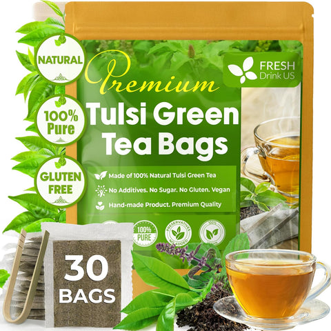 FreshDrinkUS, Premium 75 Mulberry Leaf Tea Bags, 100% Natural & Pure from Mulberry Leaves. Loose Leaf Herbal Tea. Made with Natural Material Tea Bags. No Sugar, No Caffeine, No Gluten, Vegan.