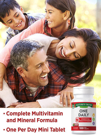 One Daily Womens and Men's Essential Multivitamin | 100 Mini Tablets | Non-GMO & Gluten | By Nature's Truth