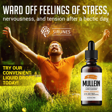 SIRUNES Mullein Leaf Extract 4Oz - Verbascum Thapsus Liquid Supplement - Herbal Tincture Promoting Lung, Respiratory & Digestive Wellness - Natural Sleep Support - Vegan, Non-Gmo