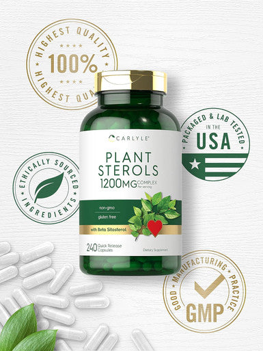 Carlyle Plant Sterols 1200 mg 240 Ultra Potent Capsules Non GMO and Gluten Supplement with Beta Sitosterol