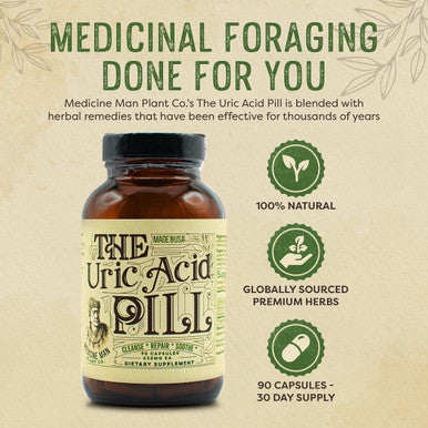 Medicine Man Plant Co The Uric Acid Pill 90 Capsules - Organic Uric Acid Supplement With Tart Cherry Extract, Celery Seeds, And Burdock Root - Uric Acid Support Supplement Containing Non-Gmo And Herbal Ingredients