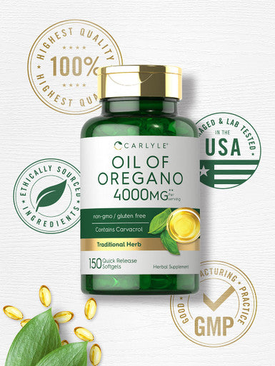 Carlyle Oregano Oil Extract Max Potency 150 Softgel Capsules Non-Gmo And Gluten Free Formula Contains Carvacrol