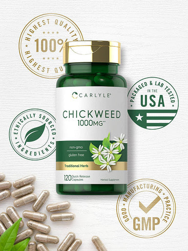 Carlyle Chickweed Capsules | 1,000Mg | 120 Count | Non-Gmo, Gluten Free Extract | Herbal Supplement