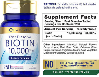 Carlyle Biotin 10000mcg | Collagen Peptides 6000mg | Beauty Supplement Double Pack Bundle
