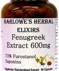 Barlowe's Herbal Elixirs Fenugreek Extract - 70% Furostanol Saponins - 60 600mg VegiCaps - Stearate Free, Bottled in Glass!