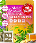 FreshDrinkUS, Premium 75 Mulberry Leaf Tea Bags, 100% Natural & Pure from Mulberry Leaves. Loose Leaf Herbal Tea. Made with Natural Material Tea Bags. No Sugar, No Caffeine, No Gluten, Vegan.