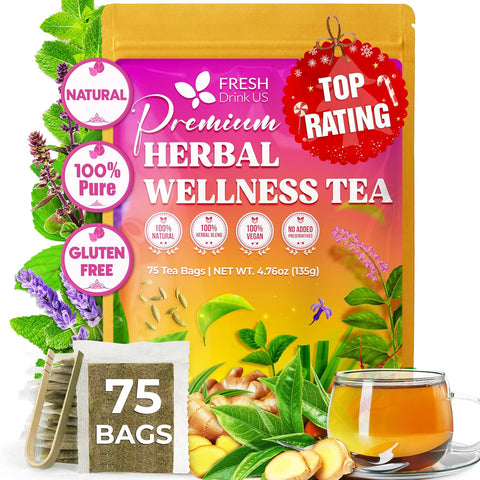 FreshDrinkUS, Premium 120 Mulberry Leaf Tea Bags, 100% Natural & Pure from Mulberry Leaves. Loose Leaf Herbal Tea. Made with Natural Material Tea Bags. No Sugar, No Caffeine, No Gluten, Vegan.