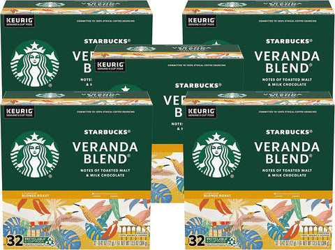 Starbucks K-Cup Coffee Pods, Starbucks Blonde Roast Hot or Iced Coffee, Veranda Blend, 60 Keurig Pods