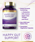 Happy Gut Support | 180 Capsules | Vegetarian, Non-Gmo, Gluten Free | By Carlyle