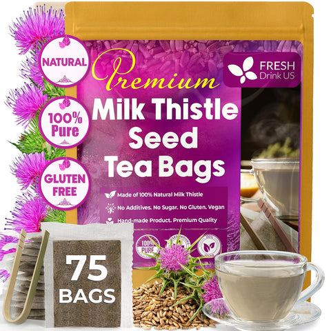 FreshDrinkUS, Premium 75 Mulberry Leaf Tea Bags, 100% Natural & Pure from Mulberry Leaves. Loose Leaf Herbal Tea. Made with Natural Material Tea Bags. No Sugar, No Caffeine, No Gluten, Vegan.