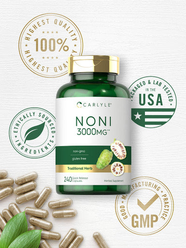Carlyle Noni Fruit Capsules 3000Mg | 240 Count | Non-Gmo, Gluten Free | Traditional Herb Supplement