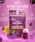 KIKI Green Sea Moss Powder with Elderberry Vegan Superfood Multivitamin Blend for Immune Boost and Support Add to Smoothies Juice 6 oz