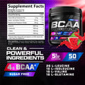 Built Nature Bcaa Powder - Post Workout Muscle Recovery & Hydration Supplement With Essential Amino Acids - Keto-Friendly, Sugar-Free - Watermelon Flavor - 4G Bcaas Plus 1G Glutamine Per Serving, 50 Servings